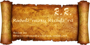 Radvánszky Richárd névjegykártya