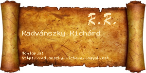 Radvánszky Richárd névjegykártya